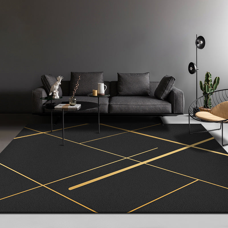 Nordic Geometric Printed Rug Black Cotton Blend Area Carpet Non-Slip Pet Friendly Easy Care Indoor Rug for Parlor Clearhalo 'Area Rug' 'Rug' 2464444