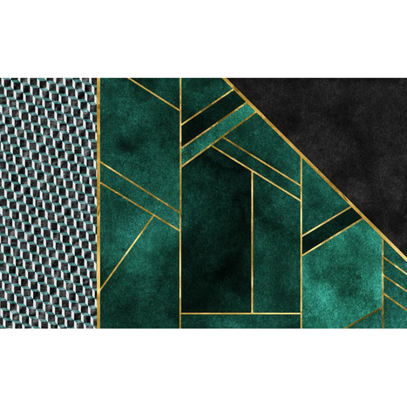 Multi Colored Modern Rug Polypropylene Geo Printed Area Carpet Non-Slip Backing Stain-Resistant Indoor Rug for Living Room Green Clearhalo 'Area Rug' 'Rug' 2464466