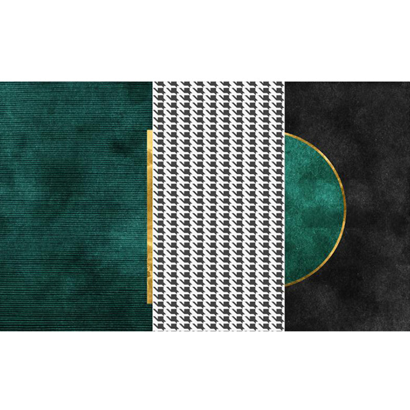 Multi Colored Modern Rug Polypropylene Geo Printed Area Carpet Non-Slip Backing Stain-Resistant Indoor Rug for Living Room Dark Green Clearhalo 'Area Rug' 'Rug' 2464470
