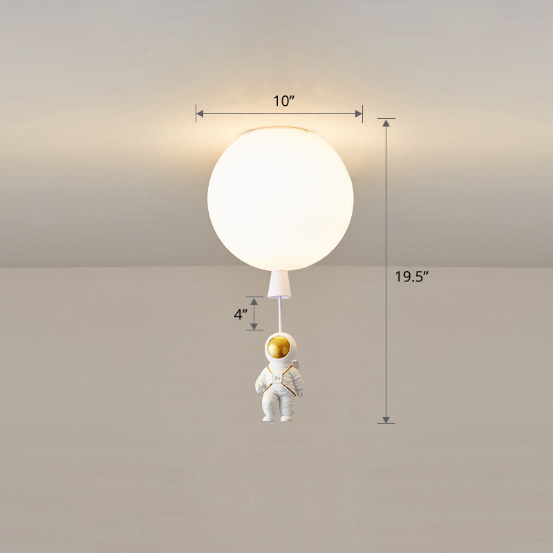Kids Style 1-Bulb Ceiling Light White Astronaut and Balloon Flush Mount Light with Acrylic Shade - Clearhalo - 'Ceiling Lights' - 'Close To Ceiling Lights' - 'Close to ceiling' - 'Flush mount' - Lighting' - 2464490