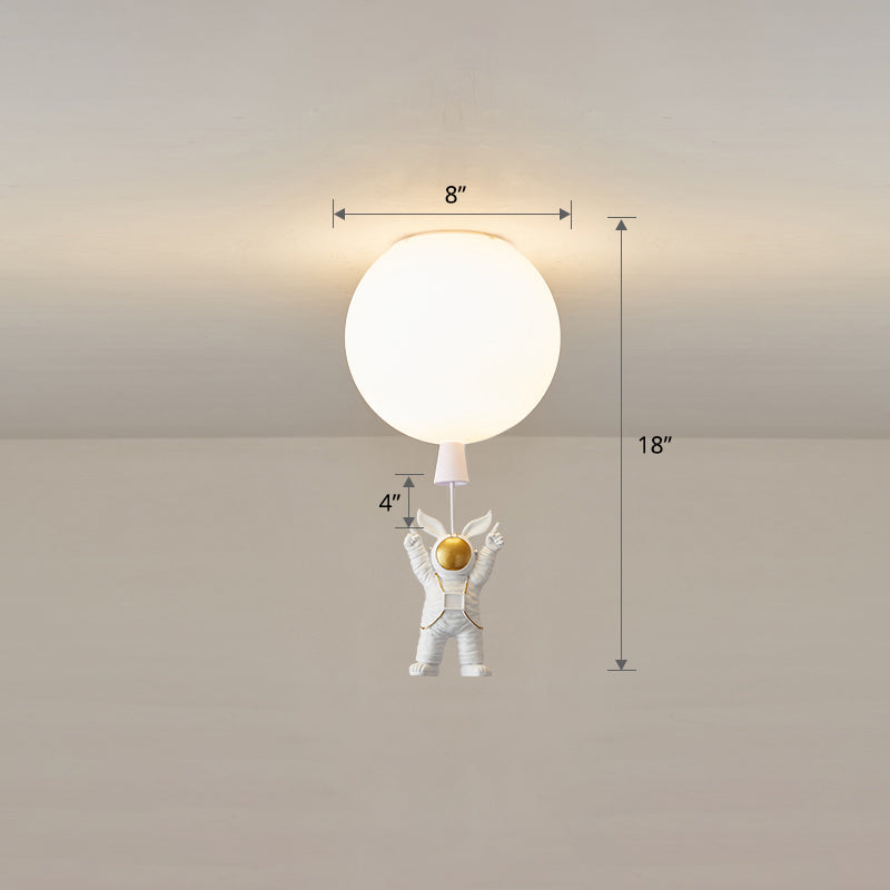 Kids Style 1-Bulb Ceiling Light White Astronaut and Balloon Flush Mount Light with Acrylic Shade - Clearhalo - 'Ceiling Lights' - 'Close To Ceiling Lights' - 'Close to ceiling' - 'Flush mount' - Lighting' - 2464493