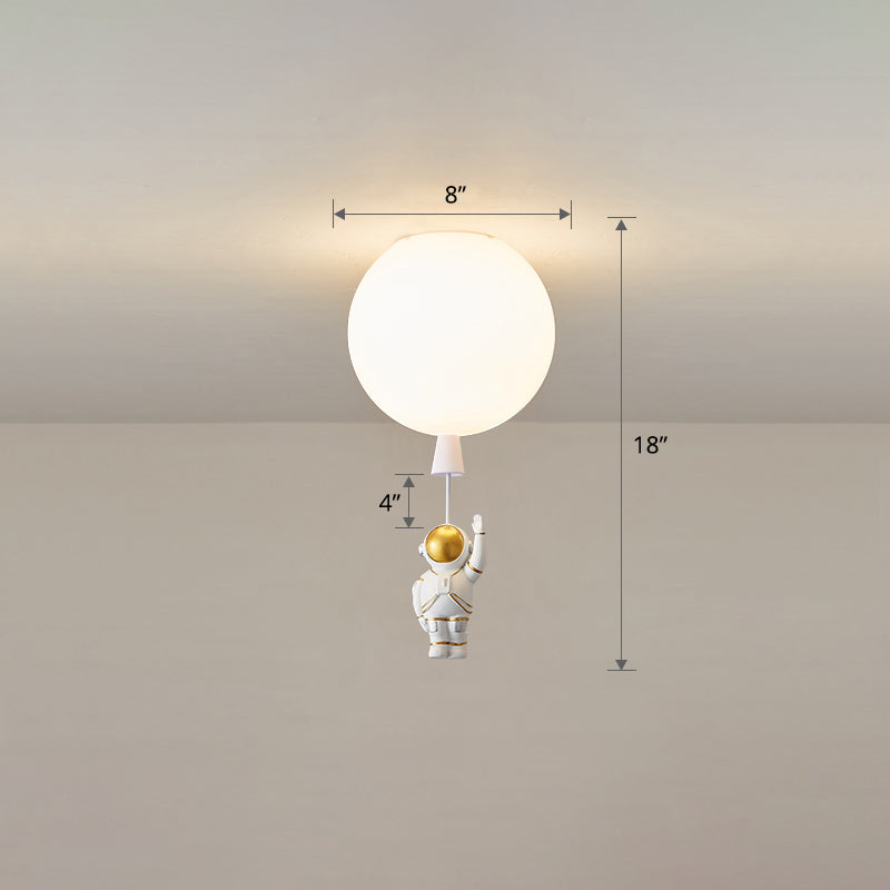 Kids Style 1-Bulb Ceiling Light White Astronaut and Balloon Flush Mount Light with Acrylic Shade - Clearhalo - 'Ceiling Lights' - 'Close To Ceiling Lights' - 'Close to ceiling' - 'Flush mount' - Lighting' - 2464497