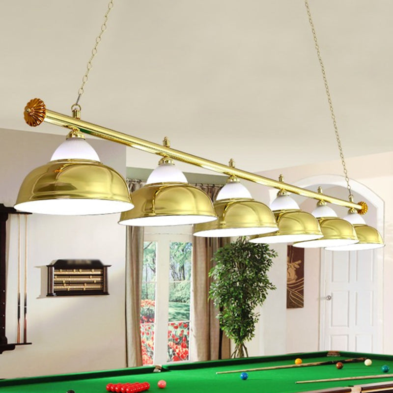 Stainless Steel Billiard Light Country Bowl Shaped Game Room Ceiling Suspension Lamp Clearhalo 'Ceiling Lights' 'Island Lights' Lighting' 2464904