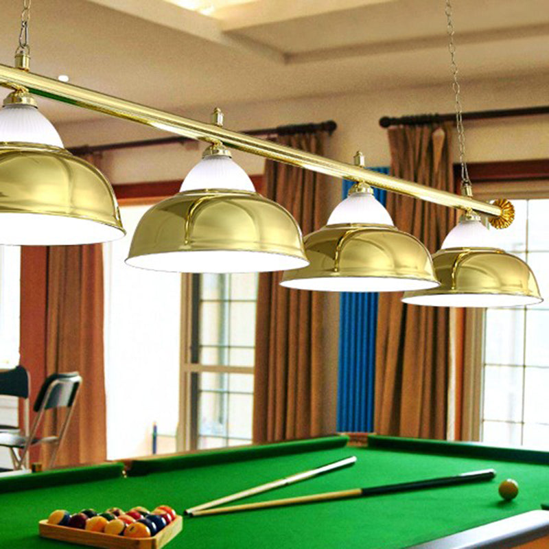 Stainless Steel Billiard Light Country Bowl Shaped Game Room Ceiling Suspension Lamp Clearhalo 'Ceiling Lights' 'Island Lights' Lighting' 2464907