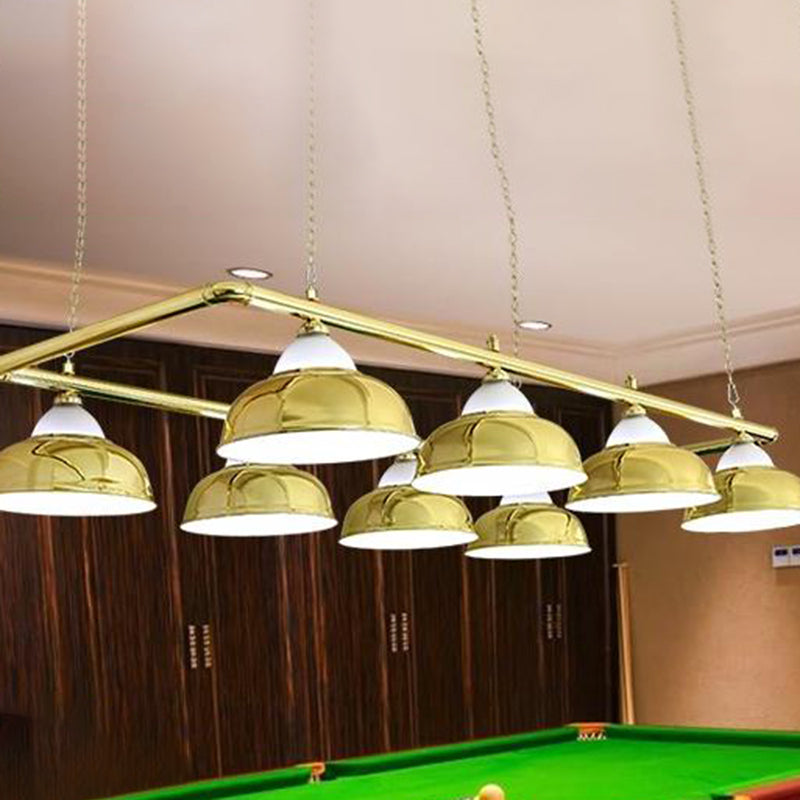 Stainless Steel Billiard Light Country Bowl Shaped Game Room Ceiling Suspension Lamp 8 Gold Clearhalo 'Ceiling Lights' 'Island Lights' Lighting' 2464913