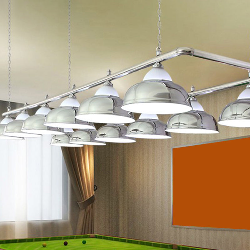 Stainless Steel Billiard Light Country Bowl Shaped Game Room Ceiling Suspension Lamp 12 Silver Clearhalo 'Ceiling Lights' 'Island Lights' Lighting' 2464915