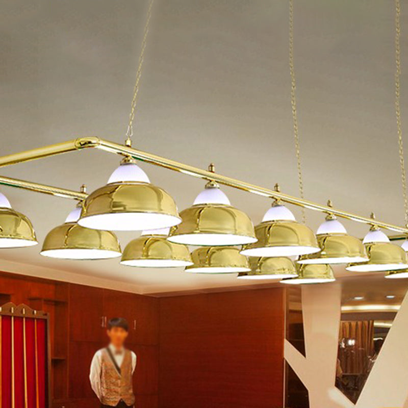 Stainless Steel Billiard Light Country Bowl Shaped Game Room Ceiling Suspension Lamp 12 Gold Clearhalo 'Ceiling Lights' 'Island Lights' Lighting' 2464921