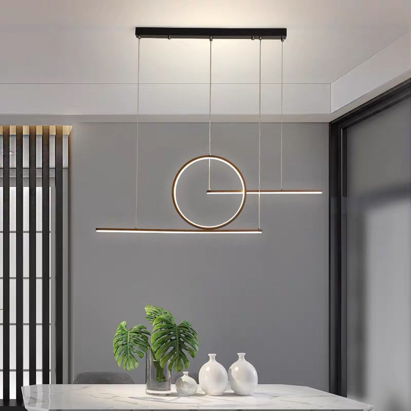 Linear Dining Room Island Lighting Metal Minimalist LED Drop Pendant with Halo Ring Clearhalo 'Ceiling Lights' 'Island Lights' Lighting' 2464922