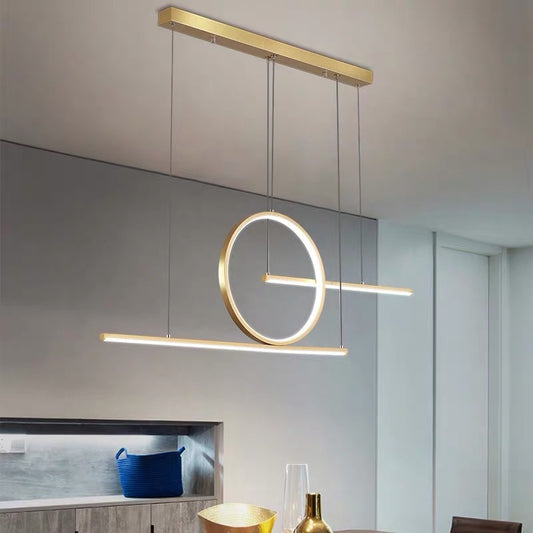 Linear Dining Room Island Lighting Metal Minimalist LED Drop Pendant with Halo Ring Clearhalo 'Ceiling Lights' 'Island Lights' Lighting' 2464923