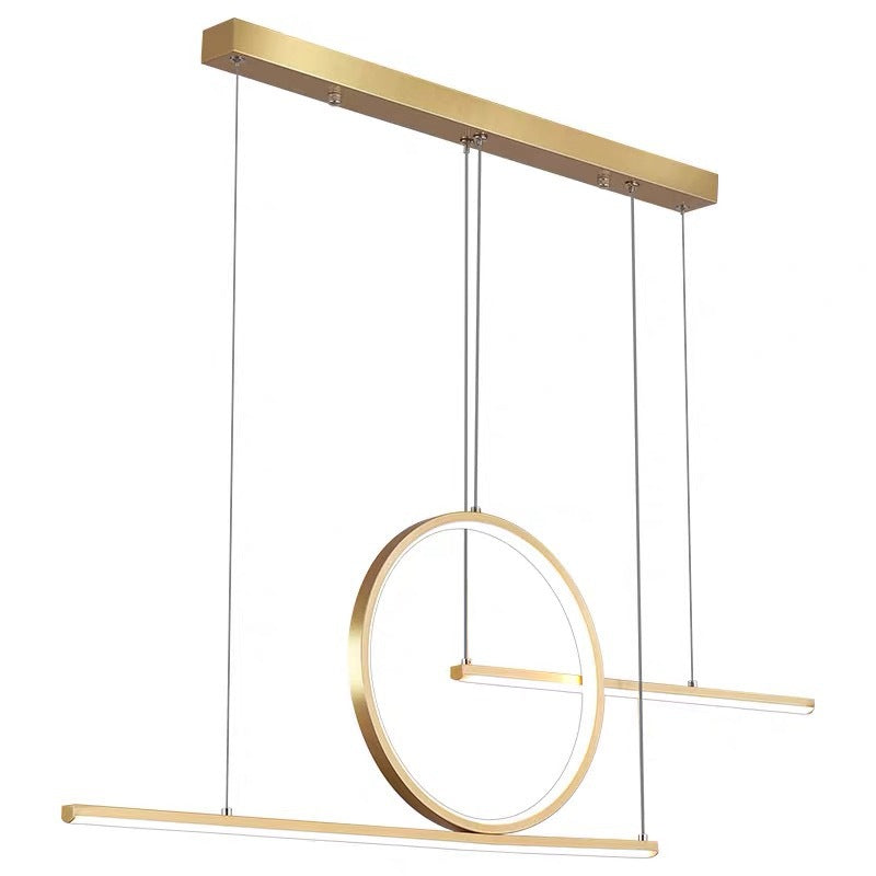 Linear Dining Room Island Lighting Metal Minimalist LED Drop Pendant with Halo Ring Clearhalo 'Ceiling Lights' 'Island Lights' Lighting' 2464926