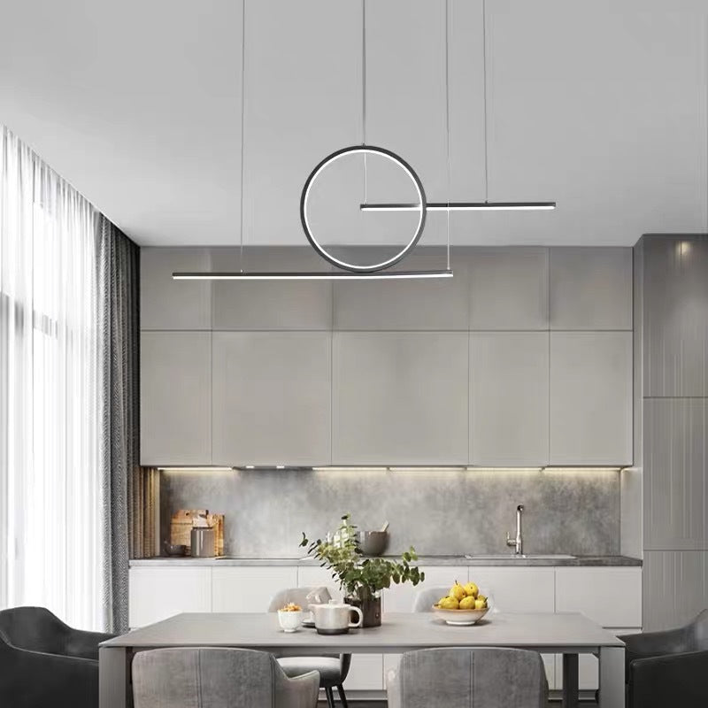 Linear Dining Room Island Lighting Metal Minimalist LED Drop Pendant with Halo Ring Clearhalo 'Ceiling Lights' 'Island Lights' Lighting' 2464927
