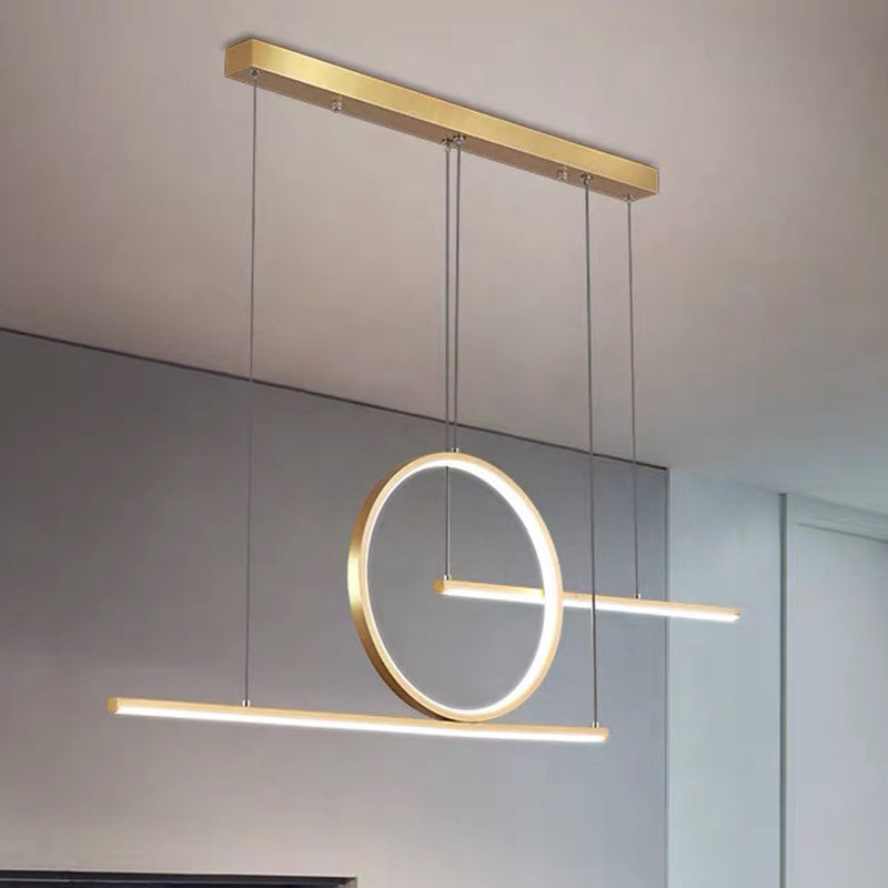 Linear Dining Room Island Lighting Metal Minimalist LED Drop Pendant with Halo Ring Clearhalo 'Ceiling Lights' 'Island Lights' Lighting' 2464928