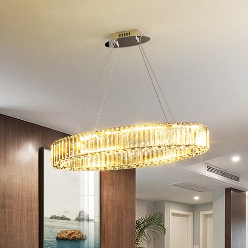 Clear Circle Hanging Lamp Contemporary K9 Crystal Prism Island Light over Dining Table Clearhalo 'Ceiling Lights' 'Island Lights' Lighting' 2464929