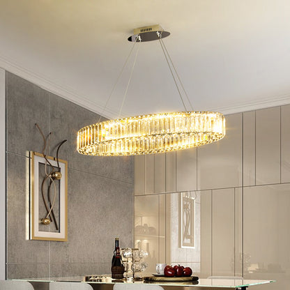 Clear Circle Hanging Lamp Contemporary K9 Crystal Prism Island Light over Dining Table Clear Clearhalo 'Ceiling Lights' 'Island Lights' Lighting' 2464930