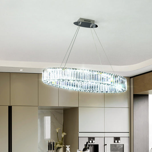 Clear Circle Hanging Lamp Contemporary K9 Crystal Prism Island Light over Dining Table Clearhalo 'Ceiling Lights' 'Island Lights' Lighting' 2464932