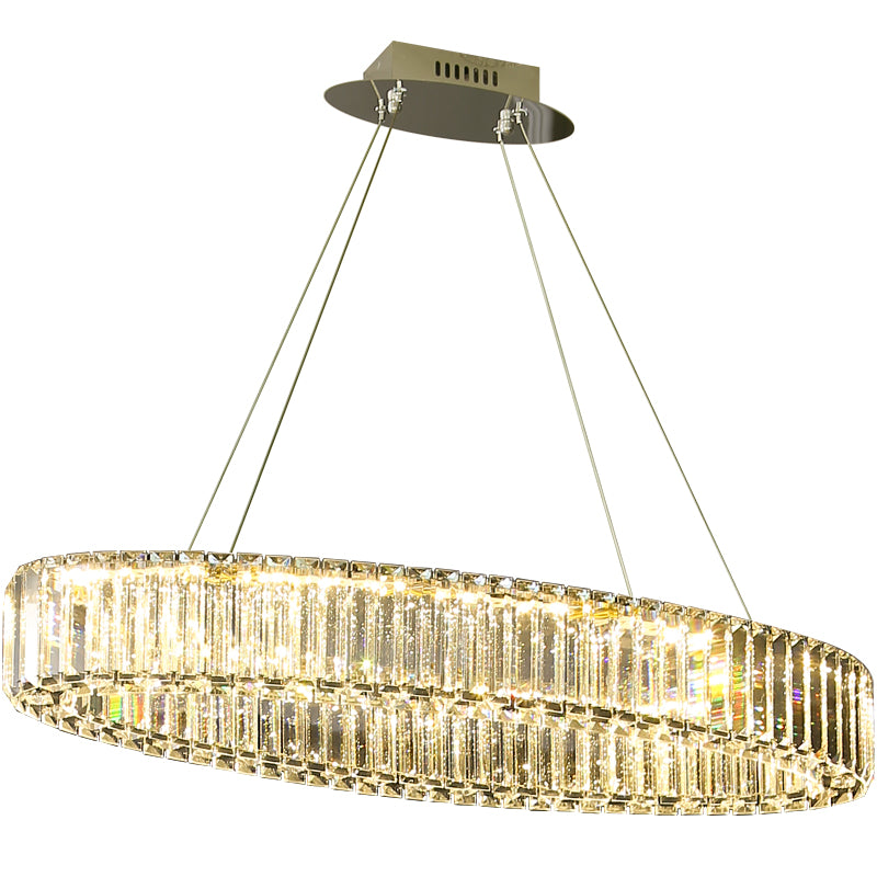 Clear Circle Hanging Lamp Contemporary K9 Crystal Prism Island Light over Dining Table Clearhalo 'Ceiling Lights' 'Island Lights' Lighting' 2464933