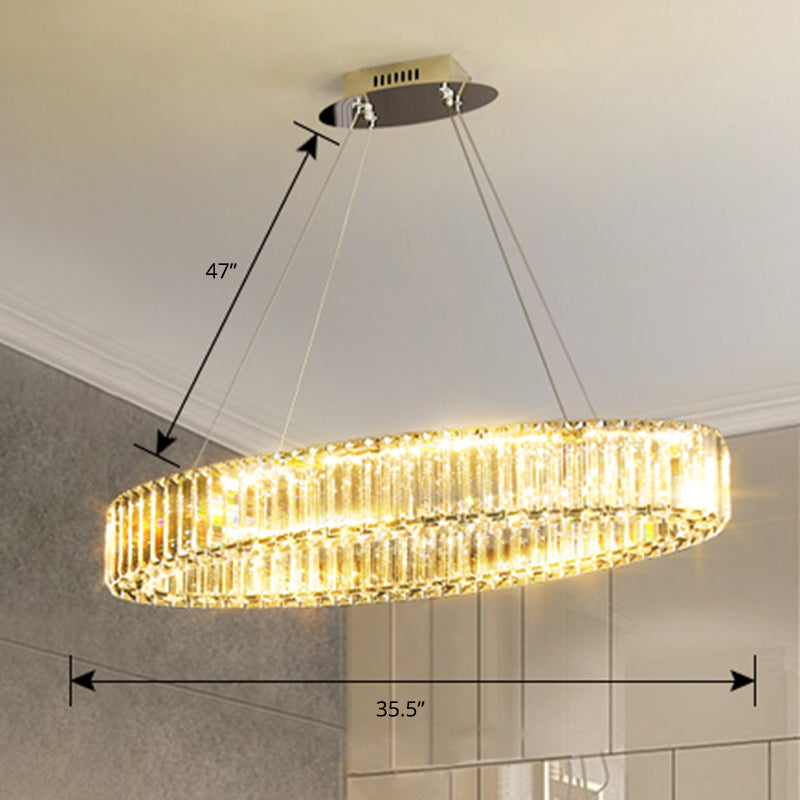 Clear Circle Hanging Lamp Contemporary K9 Crystal Prism Island Light over Dining Table Clearhalo 'Ceiling Lights' 'Island Lights' Lighting' 2464936