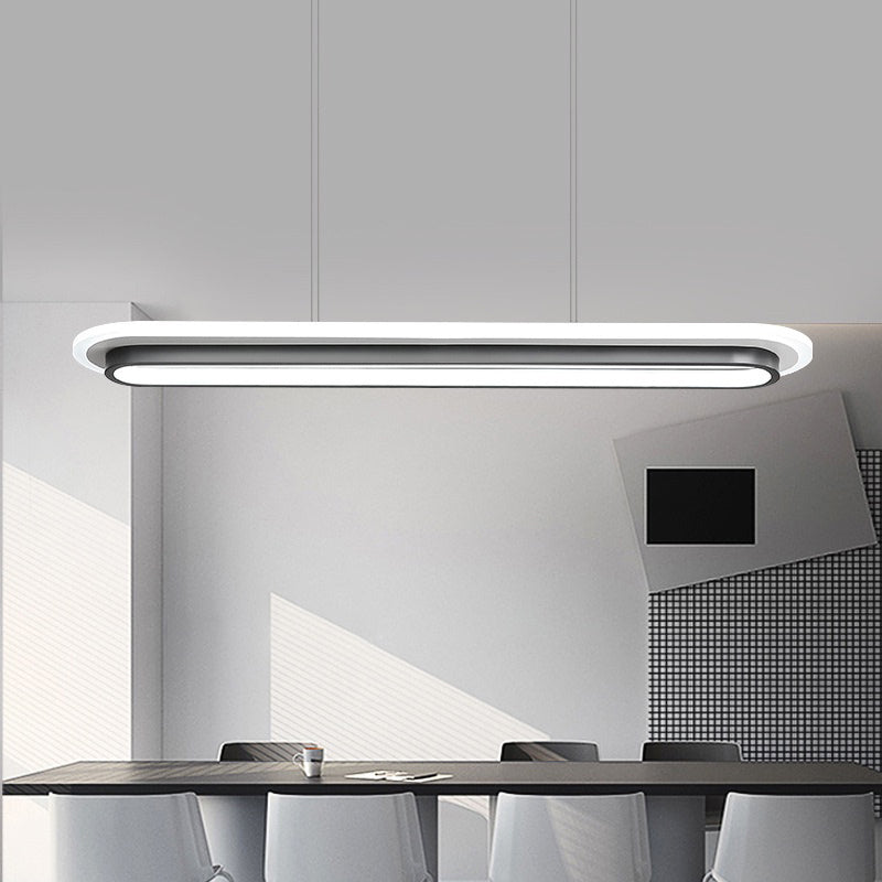 Black and White Elliptical Island Lamp Nordic Style Acrylic LED Suspension Light over Table Black-White Clearhalo 'Ceiling Lights' 'Island Lights' Lighting' 2464957