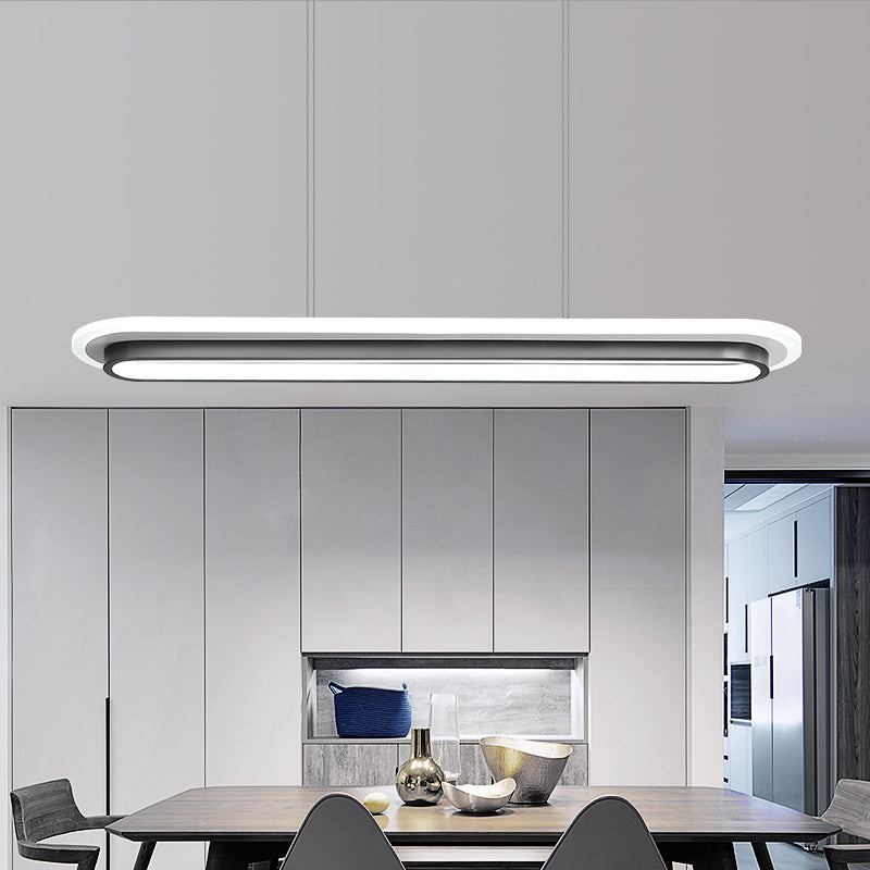 Black and White Elliptical Island Lamp Nordic Style Acrylic LED Suspension Light over Table Clearhalo 'Ceiling Lights' 'Island Lights' Lighting' 2464958