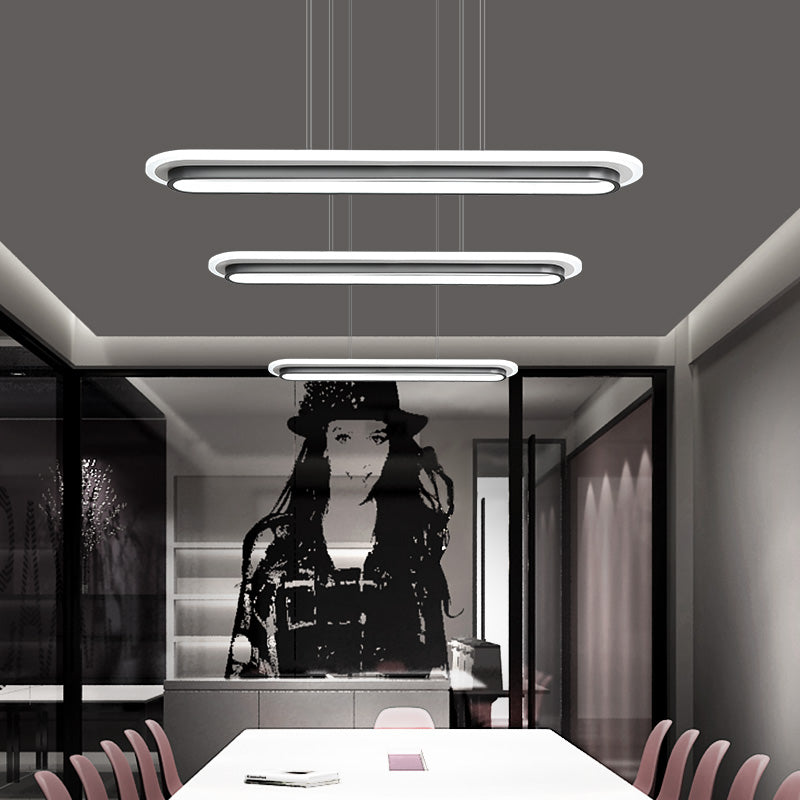 Black and White Elliptical Island Lamp Nordic Style Acrylic LED Suspension Light over Table Clearhalo 'Ceiling Lights' 'Island Lights' Lighting' 2464959