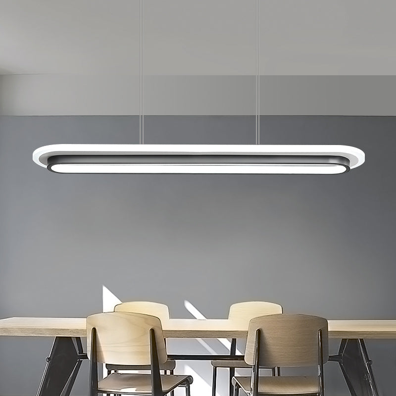 Black and White Elliptical Island Lamp Nordic Style Acrylic LED Suspension Light over Table Clearhalo 'Ceiling Lights' 'Island Lights' Lighting' 2464961