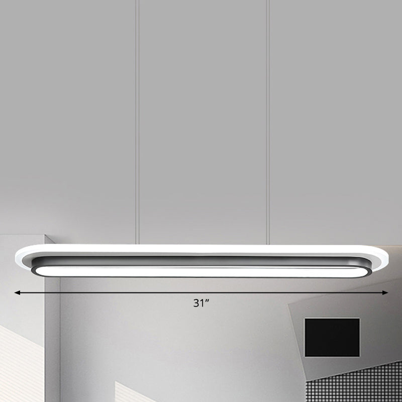 Black and White Elliptical Island Lamp Nordic Style Acrylic LED Suspension Light over Table Clearhalo 'Ceiling Lights' 'Island Lights' Lighting' 2464968