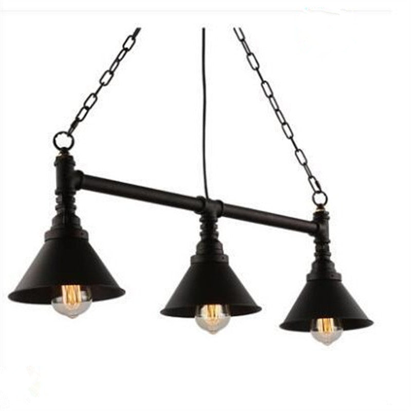 Conical Restaurant Island Light Fixture Industrial Metal 3-Head Black Hanging Ceiling Light Clearhalo 'Ceiling Lights' 'Island Lights' Lighting' 2464975