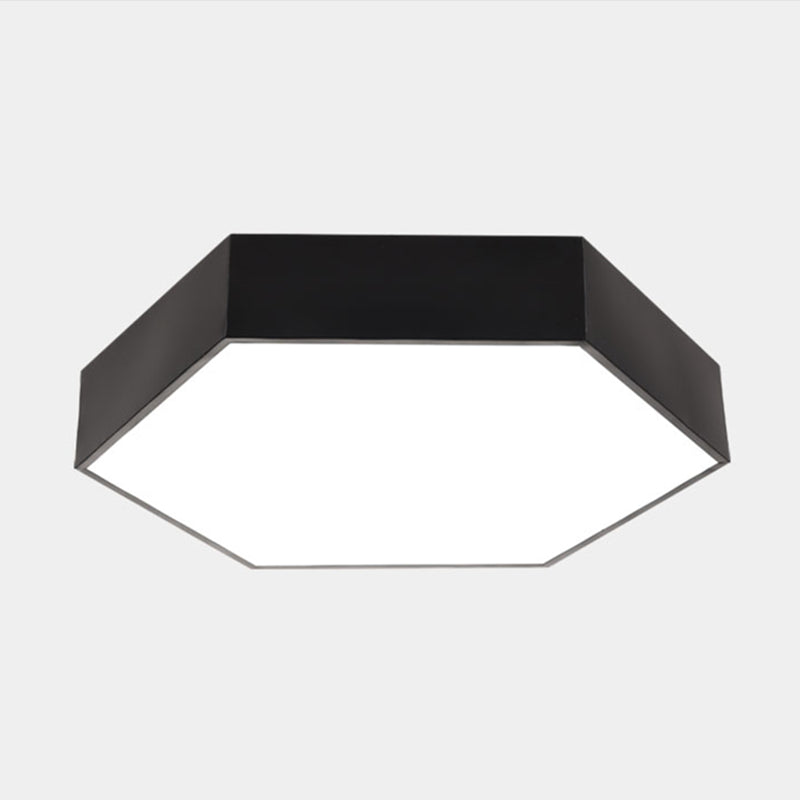 Geometric Shape Ceiling Mounted Fixture Minimalist Metal LED Flush Mount Light for Office Black Hexagon Clearhalo 'Ceiling Lights' 'Close To Ceiling Lights' 'Close to ceiling' 'Flush mount' Lighting' 2465001