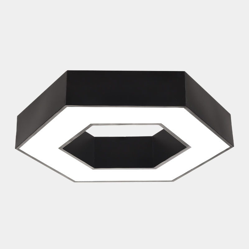 Geometric Shape Ceiling Mounted Fixture Minimalist Metal LED Flush Mount Light for Office Black Hollow Clearhalo 'Ceiling Lights' 'Close To Ceiling Lights' 'Close to ceiling' 'Flush mount' Lighting' 2465010