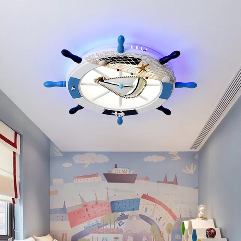 Mediterranean Rudder Flush Mount Fixture Metal Child Bedroom LED Ceiling Flush Light Light Blue Clearhalo 'Ceiling Lights' 'Close To Ceiling Lights' 'Close to ceiling' 'Flush mount' Lighting' 2465044