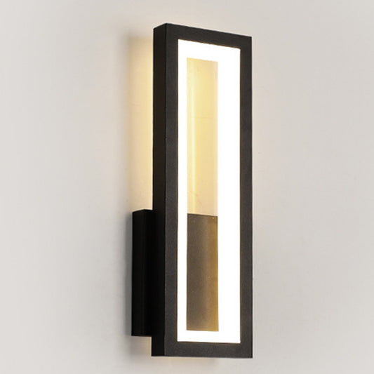 Modern Rectangular Wall Mounted Light Acrylic LED Bedside Sconce Lighting Fixture Black Warm Clearhalo 'Cast Iron' 'Glass' 'Industrial' 'Modern wall lights' 'Modern' 'Tiffany' 'Traditional wall lights' 'Wall Lamps & Sconces' 'Wall Lights' Lighting' 2465056
