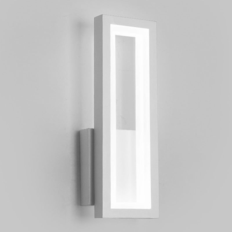 Modern Rectangular Wall Mounted Light Acrylic LED Bedside Sconce Lighting Fixture White White Clearhalo 'Cast Iron' 'Glass' 'Industrial' 'Modern wall lights' 'Modern' 'Tiffany' 'Traditional wall lights' 'Wall Lamps & Sconces' 'Wall Lights' Lighting' 2465060
