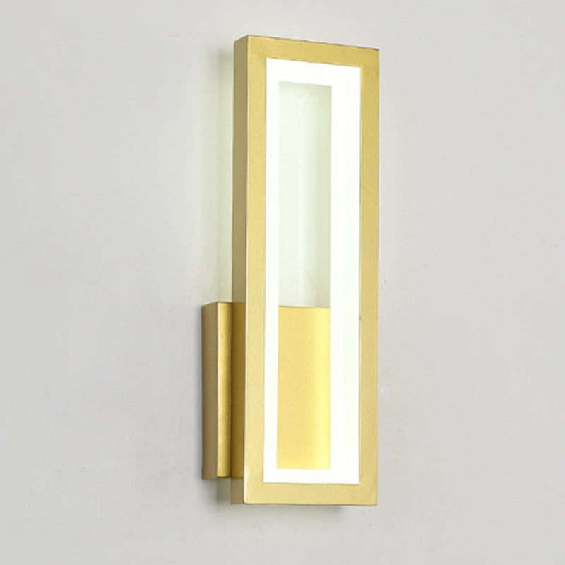 Modern Rectangular Wall Mounted Light Acrylic LED Bedside Sconce Lighting Fixture Gold White Clearhalo 'Cast Iron' 'Glass' 'Industrial' 'Modern wall lights' 'Modern' 'Tiffany' 'Traditional wall lights' 'Wall Lamps & Sconces' 'Wall Lights' Lighting' 2465065