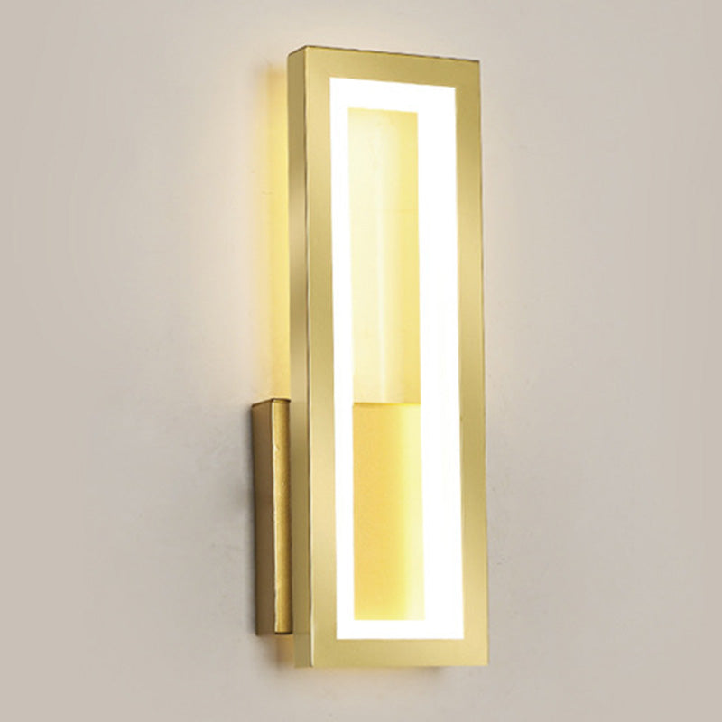 Modern Rectangular Wall Mounted Light Acrylic LED Bedside Sconce Lighting Fixture Gold Warm Clearhalo 'Cast Iron' 'Glass' 'Industrial' 'Modern wall lights' 'Modern' 'Tiffany' 'Traditional wall lights' 'Wall Lamps & Sconces' 'Wall Lights' Lighting' 2465066