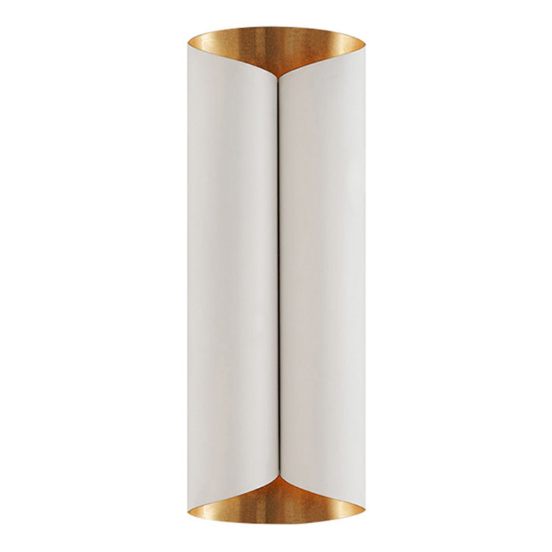 Roll Shape Metal Wall Lamp Sconce Postmodern 2-Bulb Wall Mount Light Fixture for Stairs White-Gold 16.5" Clearhalo 'Cast Iron' 'Glass' 'Industrial' 'Modern wall lights' 'Modern' 'Tiffany' 'Traditional wall lights' 'Wall Lamps & Sconces' 'Wall Lights' Lighting' 2465069