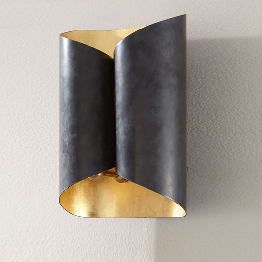 Roll Shape Metal Wall Lamp Sconce Postmodern 2-Bulb Wall Mount Light Fixture for Stairs Clearhalo 'Cast Iron' 'Glass' 'Industrial' 'Modern wall lights' 'Modern' 'Tiffany' 'Traditional wall lights' 'Wall Lamps & Sconces' 'Wall Lights' Lighting' 2465071