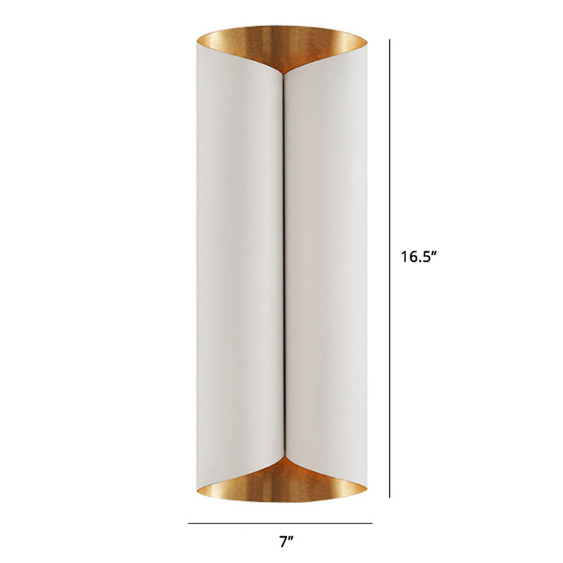 Roll Shape Metal Wall Lamp Sconce Postmodern 2-Bulb Wall Mount Light Fixture for Stairs Clearhalo 'Cast Iron' 'Glass' 'Industrial' 'Modern wall lights' 'Modern' 'Tiffany' 'Traditional wall lights' 'Wall Lamps & Sconces' 'Wall Lights' Lighting' 2465077