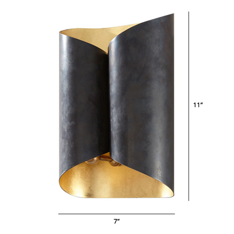 Roll Shape Metal Wall Lamp Sconce Postmodern 2-Bulb Wall Mount Light Fixture for Stairs Clearhalo 'Cast Iron' 'Glass' 'Industrial' 'Modern wall lights' 'Modern' 'Tiffany' 'Traditional wall lights' 'Wall Lamps & Sconces' 'Wall Lights' Lighting' 2465080