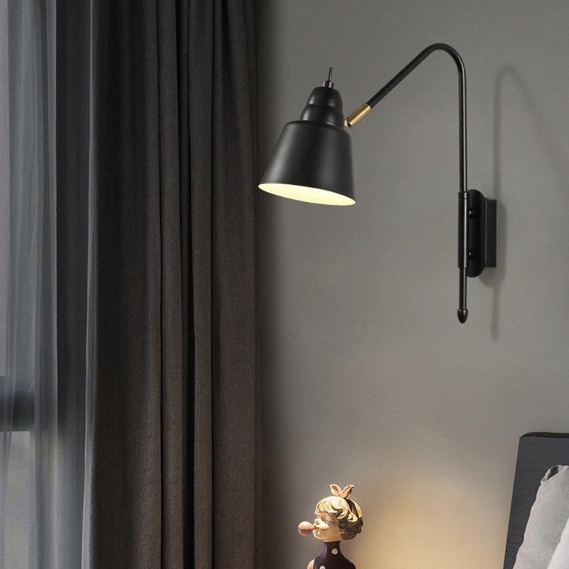 Swivel Shade Wall Mount Light Minimalist Metal 1 Bulb Bedside Reading Lamp with V-Shaped Arm Clearhalo 'Cast Iron' 'Glass' 'Industrial' 'Modern wall lights' 'Modern' 'Tiffany' 'Traditional wall lights' 'Wall Lamps & Sconces' 'Wall Lights' Lighting' 2465081