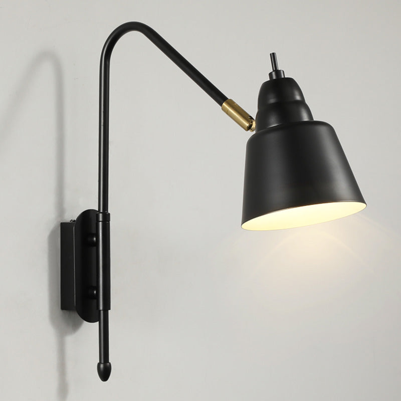 Swivel Shade Wall Mount Light Minimalist Metal 1 Bulb Bedside Reading Lamp with V-Shaped Arm Clearhalo 'Cast Iron' 'Glass' 'Industrial' 'Modern wall lights' 'Modern' 'Tiffany' 'Traditional wall lights' 'Wall Lamps & Sconces' 'Wall Lights' Lighting' 2465084