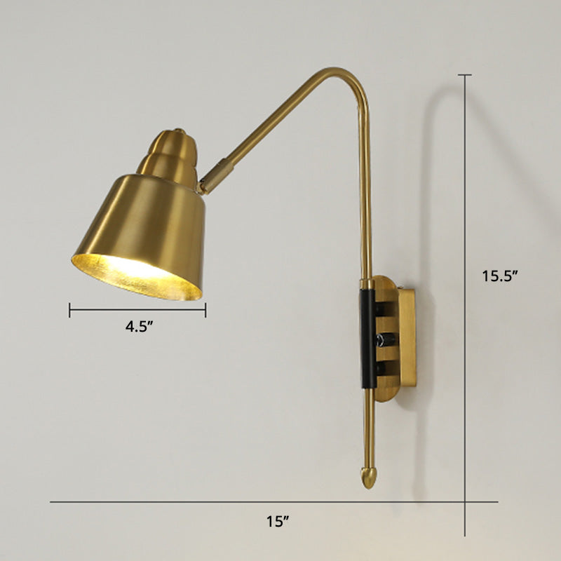 Swivel Shade Wall Mount Light Minimalist Metal 1 Bulb Bedside Reading Lamp with V-Shaped Arm Clearhalo 'Cast Iron' 'Glass' 'Industrial' 'Modern wall lights' 'Modern' 'Tiffany' 'Traditional wall lights' 'Wall Lamps & Sconces' 'Wall Lights' Lighting' 2465093