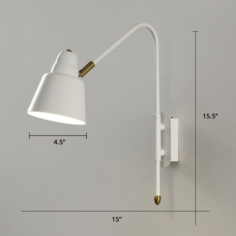 Swivel Shade Wall Mount Light Minimalist Metal 1 Bulb Bedside Reading Lamp with V-Shaped Arm Clearhalo 'Cast Iron' 'Glass' 'Industrial' 'Modern wall lights' 'Modern' 'Tiffany' 'Traditional wall lights' 'Wall Lamps & Sconces' 'Wall Lights' Lighting' 2465096
