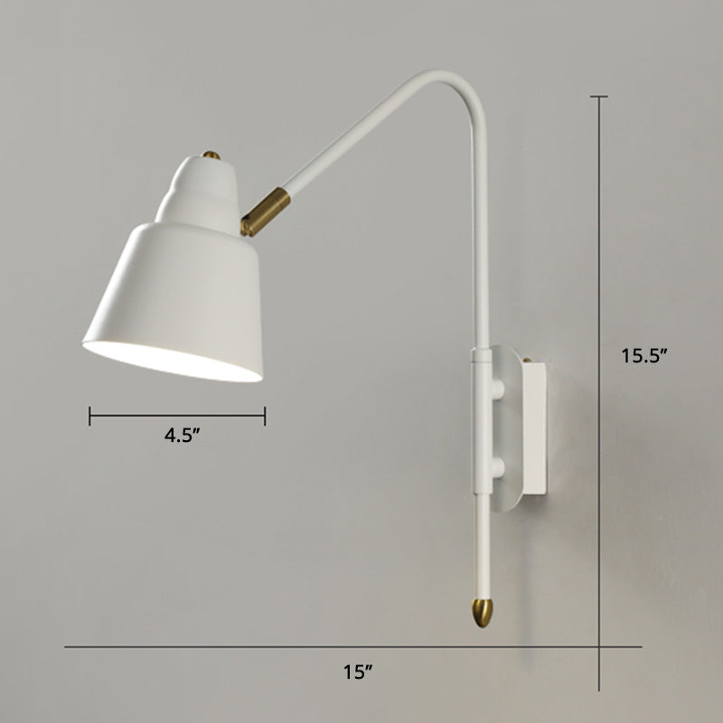 Swivel Shade Wall Mount Light Minimalist Metal 1 Bulb Bedside Reading Lamp with V-Shaped Arm Clearhalo 'Cast Iron' 'Glass' 'Industrial' 'Modern wall lights' 'Modern' 'Tiffany' 'Traditional wall lights' 'Wall Lamps & Sconces' 'Wall Lights' Lighting' 2465096