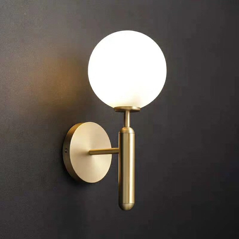 Ball Stairway Wall Light Fixture Glass Single-Bulb Simple Style Wall Sconce Lighting Gold Clearhalo 'Cast Iron' 'Glass' 'Industrial' 'Modern wall lights' 'Modern' 'Tiffany' 'Traditional wall lights' 'Wall Lamps & Sconces' 'Wall Lights' Lighting' 2465124