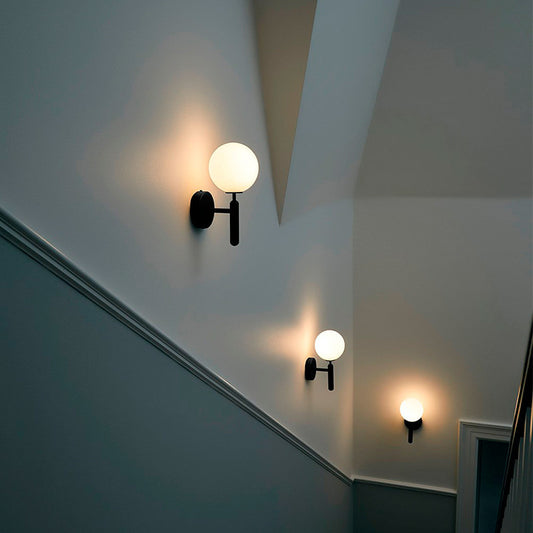 Ball Stairway Wall Light Fixture Glass Single-Bulb Simple Style Wall Sconce Lighting Clearhalo 'Cast Iron' 'Glass' 'Industrial' 'Modern wall lights' 'Modern' 'Tiffany' 'Traditional wall lights' 'Wall Lamps & Sconces' 'Wall Lights' Lighting' 2465127