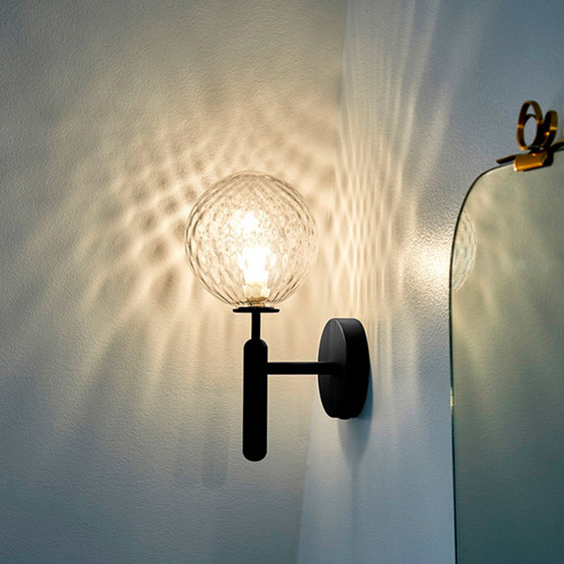 Ball Stairway Wall Light Fixture Glass Single-Bulb Simple Style Wall Sconce Lighting Clearhalo 'Cast Iron' 'Glass' 'Industrial' 'Modern wall lights' 'Modern' 'Tiffany' 'Traditional wall lights' 'Wall Lamps & Sconces' 'Wall Lights' Lighting' 2465129