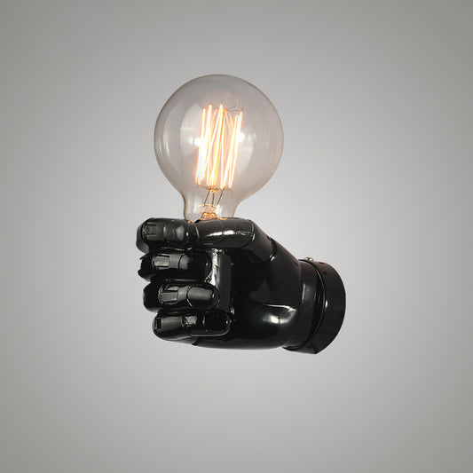 Single Resin Wall Lamp Fixture Artistic Fist Shaped Corridor Wall Sconce Lighting Black Clearhalo 'Industrial wall lights' 'Industrial' 'Middle century wall lights' 'Tiffany' 'Wall Lamps & Sconces' 'Wall Lights' Lighting' 2465139
