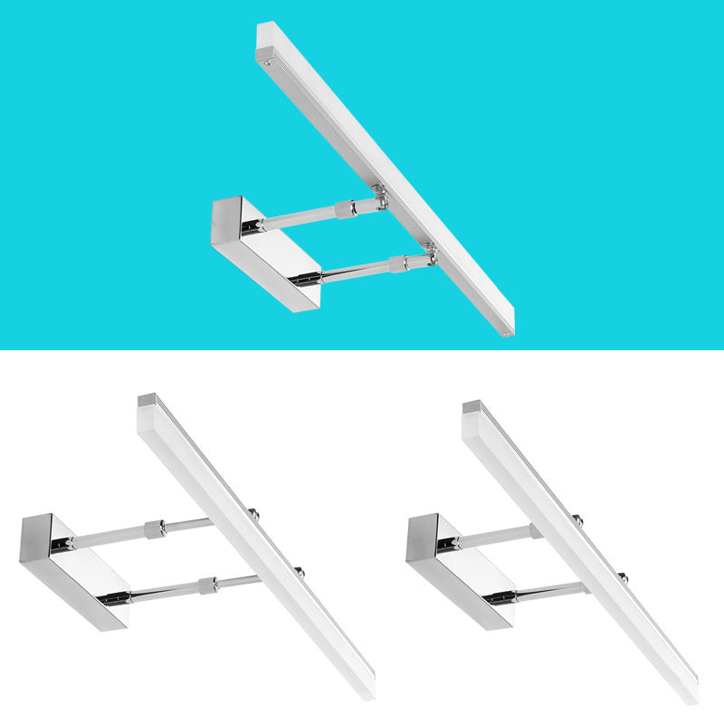 Retractable Stick Vanity Sconce Light Minimalistic Acrylic Bathroom LED Wall Mount Light Fixture Silver Clearhalo 'Cast Iron' 'Glass' 'Industrial' 'Modern wall lights' 'Modern' 'Tiffany' 'Traditional wall lights' 'Vanity Lights' 'Wall Lights' Lighting' 2465167