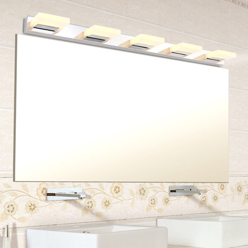 Rotatable Square Acrylic Vanity Lamp Minimalistic Nickel LED Wall Sconce Lighting for Bath 5.0 Nickel Clearhalo 'Modern wall lights' 'Modern' 'Vanity Lights' 'Wall Lights' Lighting' 2465182