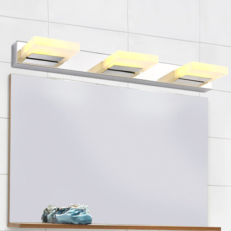 Rotatable Square Acrylic Vanity Lamp Minimalistic Nickel LED Wall Sconce Lighting for Bath Clearhalo 'Modern wall lights' 'Modern' 'Vanity Lights' 'Wall Lights' Lighting' 2465185